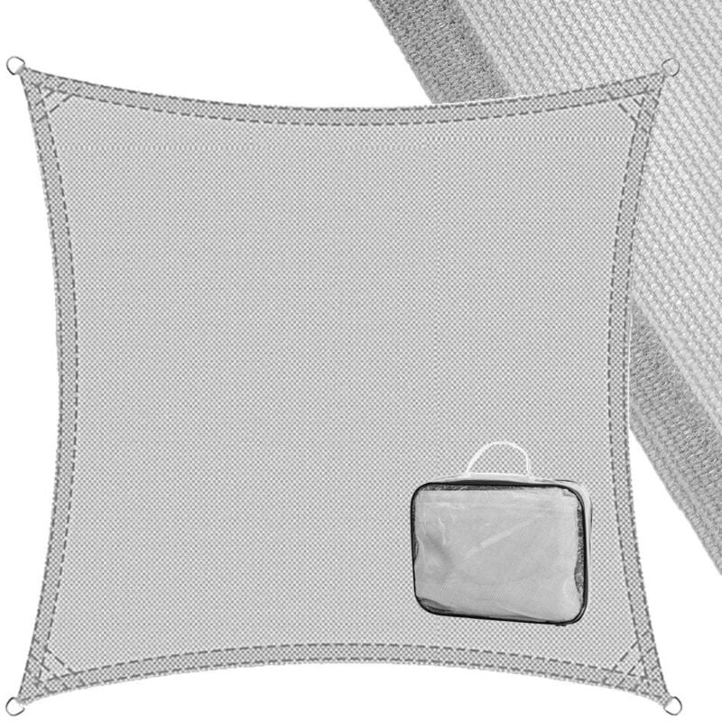 

Toldo vela de sombreo cuadrado gris de fibra HDPE de 5x5 metros