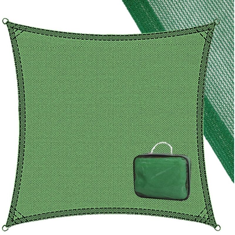 

Toldo vela de sombreo cuadrado verde de fibra HDPE de 3x3 metros