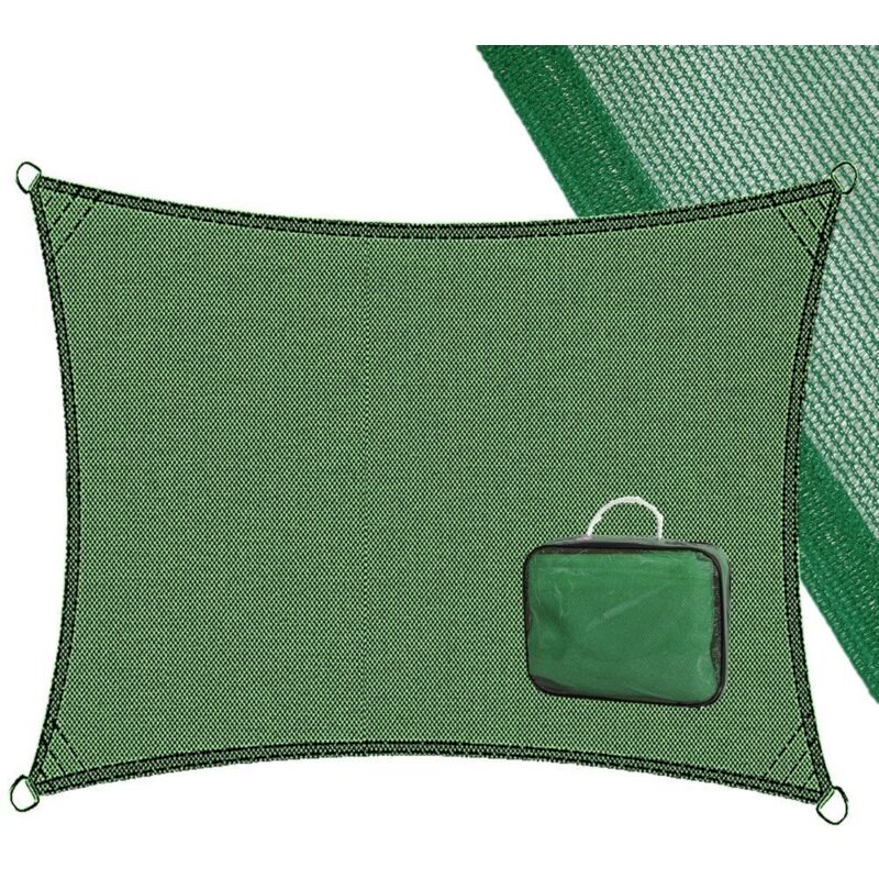 

Toldo vela de sombreo rectangular verde de fibra HDPE de 3x4 metros
