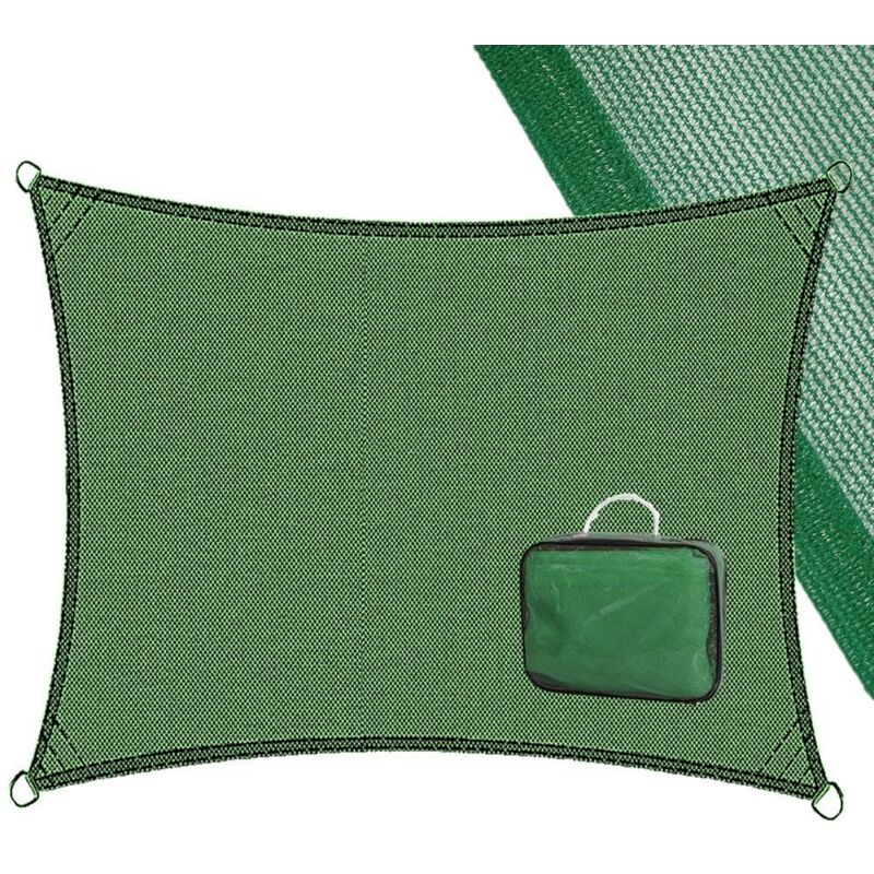 

Toldo vela de sombreo rectangular verde de fibra HDPE de3,5x5 metros