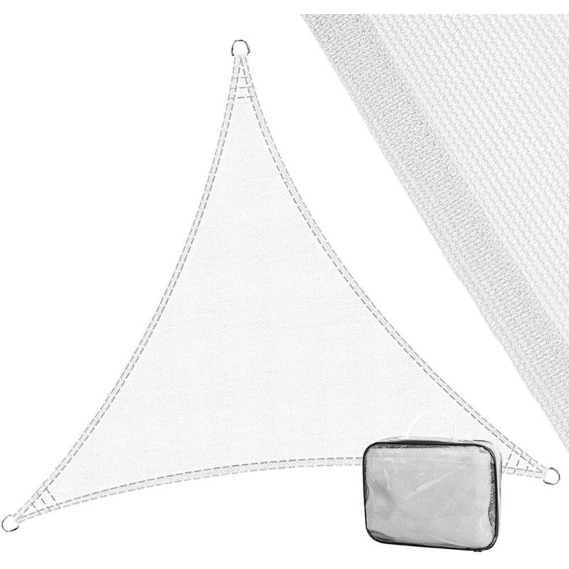

Toldo vela de sombreo triangular blanco de fibra HDPE de 3x3x3 cm