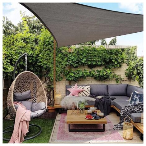 Toldo Vela Impermeable Triangular 5 x 5 x 5 m  Poliéster Protección Rayos UV gris  Toldo sombra Interperie Exteriores