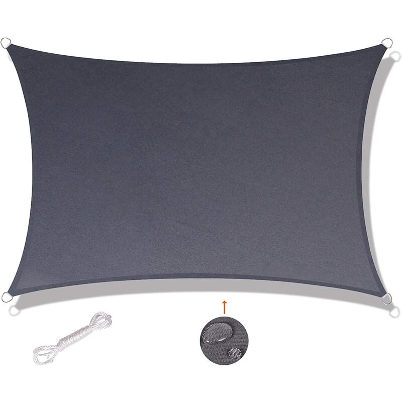 

Toldo vela rectangular, 2x2m, impermeable y resistente a los rayos UV, negro