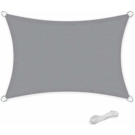 Toldo vela rectangular impermeable Ineasicer de 2 x 3 metros para jardín y patio, 95 % de protección UV, color gris