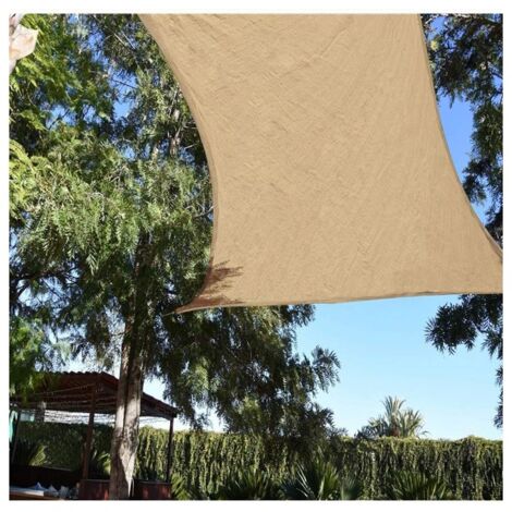 Toldo vela rectangular impermeable poliéster 3 x 4 m, beige 165 gr/m2 UV para jardin