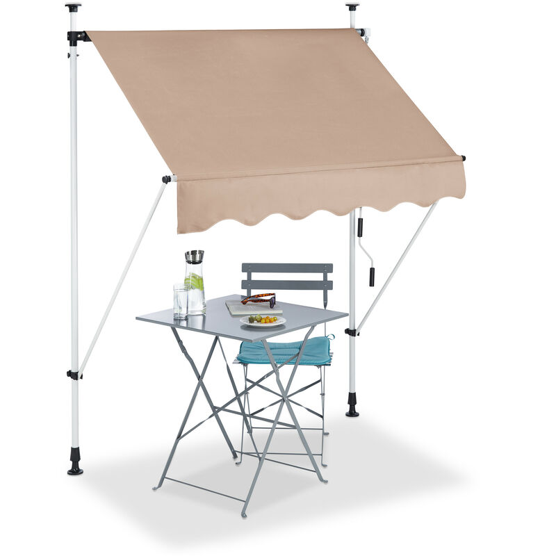 

Toldo vela, Retráctil, Protección solar, Enrollable, Sin taladro, Ajustable, Beige, 150 cm