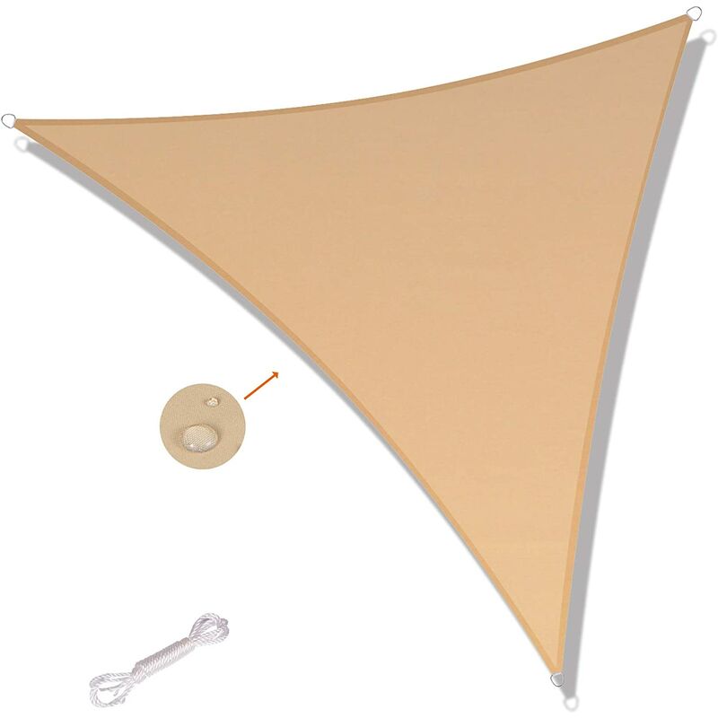 

Toldo vela triangular 3,6x3,6x3,6m impermeable y resistente a los rayos UV, adecuado para balcones de terrazas de jardín, crema