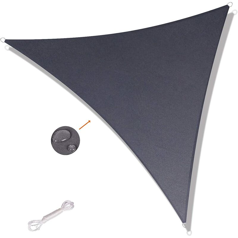 

Toldo vela triangular 3x3x3m impermeable y resistente a los rayos UV, adecuado para balcones de terrazas de jardín, negro