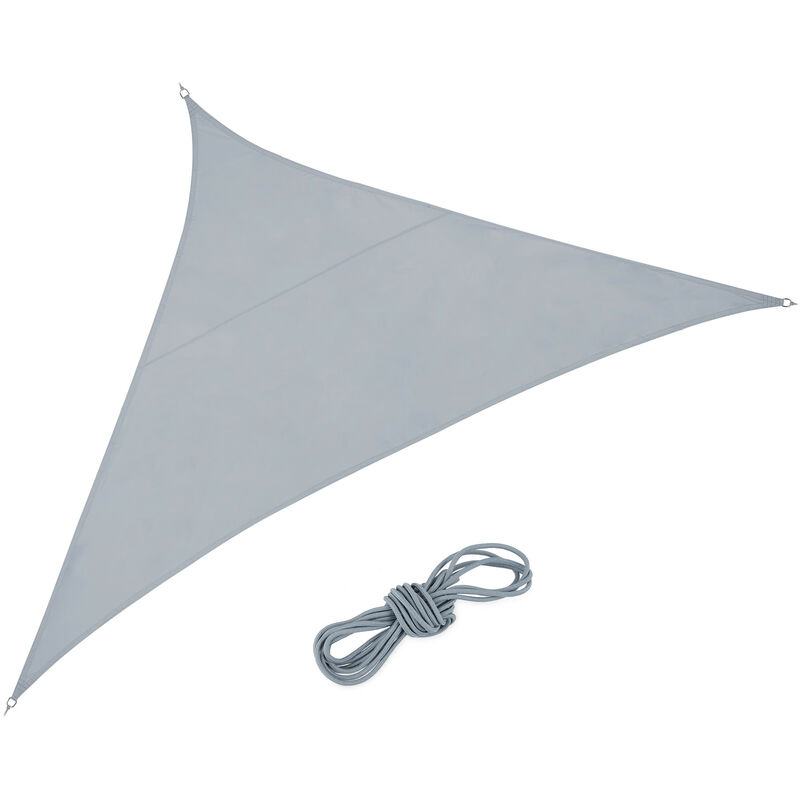 

Toldo Vela, Triangular, 3x3x4,25 m, Cóncavo, Tela de Poliéster, Repelente al Agua, Sombra, Cuerdas, Gris Claro