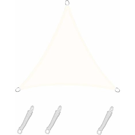 Toldo Vela Triangular 3x3x4,25m Color Crema, Lona Impermeable 95% Protección Rayos UV, para Exterior, Jardín y Patio, Piscina