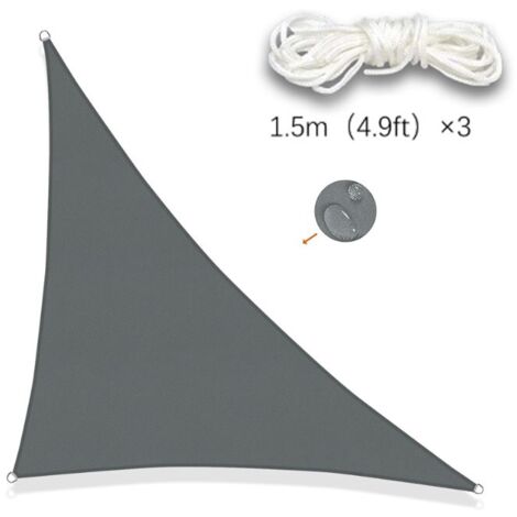 Toldo vela triangular gris de 3 x 3 x 4,3 m, resistente al agua, con protección UV para patio, jardín, terraza y balcón exterior.