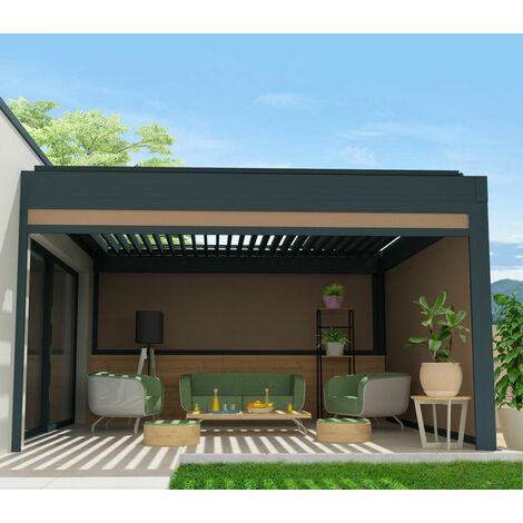 Toldo vertical compatible con pérgola TRAMONTANA y SIROCO 3,00x2,50 M (Motorizada con mando a distancia - Gris antracita estructurado RAL7016ST - Topo)