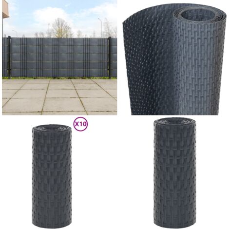 Toldos para balcón 10 uds ratán sintético antracita 255x19 cm - Toldos sintéticos - Toldos de ratán