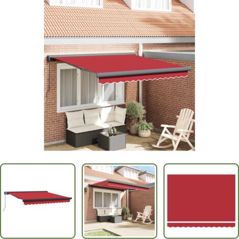 Toldos para jardín -  Toldo Retráctil Rojo 350 x 250 cm Tela y Metal