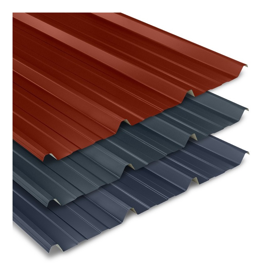 Tôle bac acier pour couverture métallique 2100x1000 mm AXEL® | Rouge Tuile | RAL 8012 - WL12001