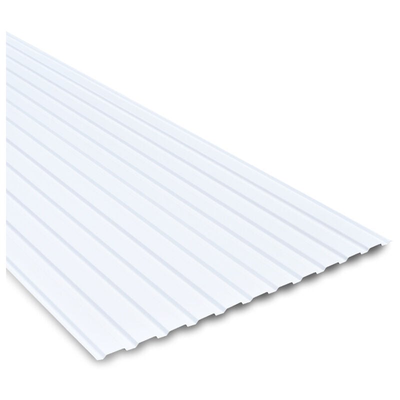 Tôle nervurée acier laqué blanc multiusage 2100X1100 mm neo® Coloris: Blanc 901 - Dimension: 2100 x 1100 mm - 2.31 m²