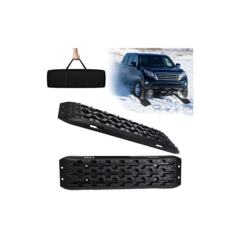 Naizy - Tôles de sable Offroad 2x Tapis de traction en plastique Aide au démarrage Recovery Board Tracks avec sac de rangement Noir
