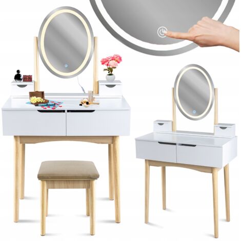 Toletta per cosmetici scandinava con specchio a LED