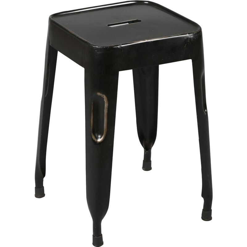 TOLGA - Tabouret Industriel Noir Aspect Vieilli