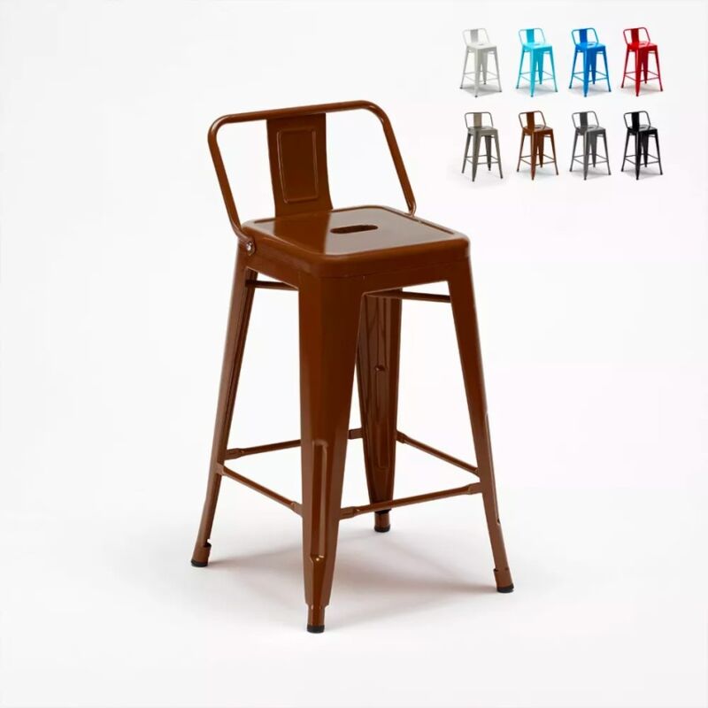 

Tolix Taburete metal y acero de trabajo para cocina bares Steel Top | Marrón