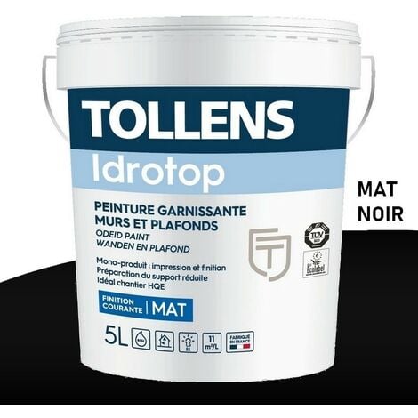 Tollens - Idrotop - Mat profond - Murs et plafonds - Noir  Conditionnement: 5 Litres