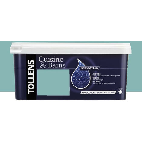 TOLLENS Peinture acrylique "Cuisine & Bains Triple Ecran" 1,5L Bleu spa - 1,5L