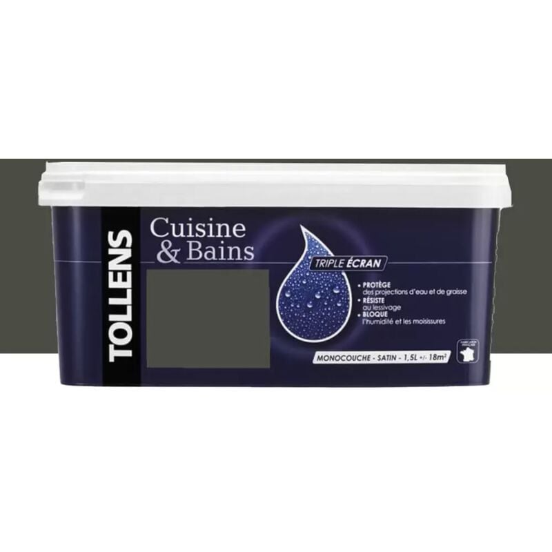 Peinture acrylique Tollens Cuisine & Bains Triple Ecran' Bois brûlé 1,5 l