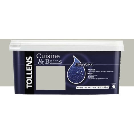 TOLLENS Peinture acrylique "Cuisine & Bains Triple Ecran" 1,5L Gris design - 1,5L