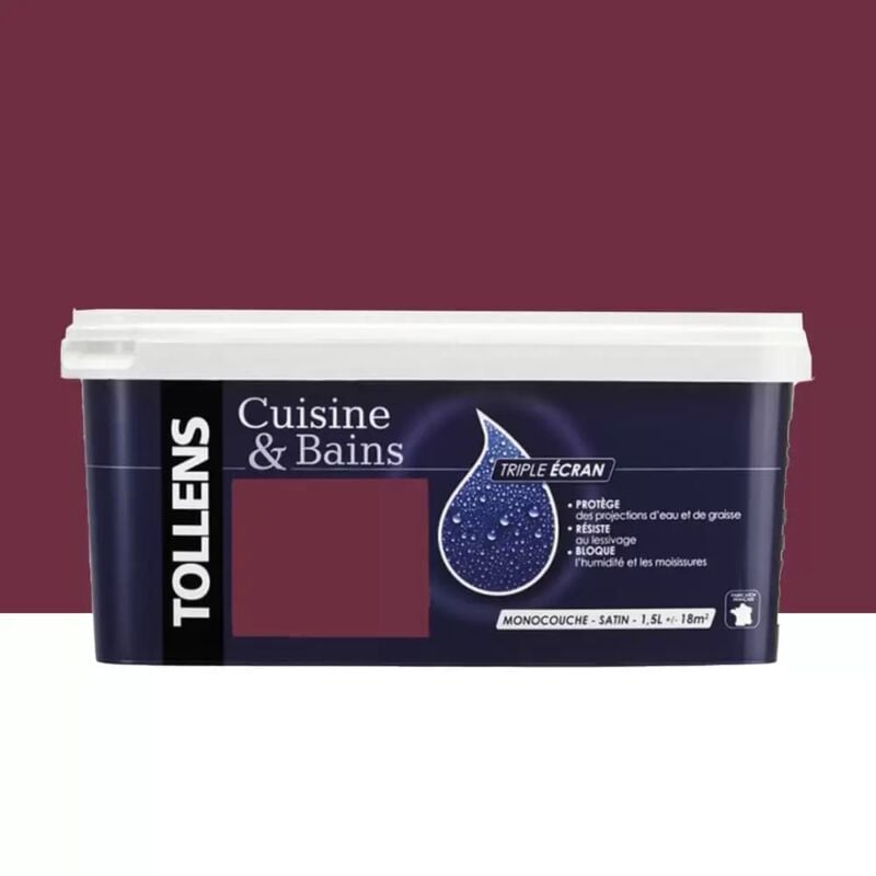 Peinture acrylique Tollens Cuisine & Bains Triple Ecran' Violet digital 1,5 l