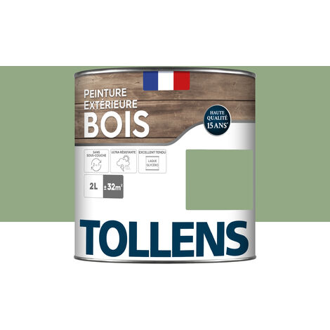 Tollens – Peinture extérieure bois satin 2L – Ultra résistante pour surfaces soumises aux intempéries – Couleur vert Provence – Rendement 32 m²