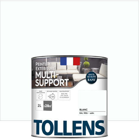 Tollens – Peinture extérieure multisupport satinée 2L – Ultra résistante pour murs et plafonds – Protection contre intempéries et UV