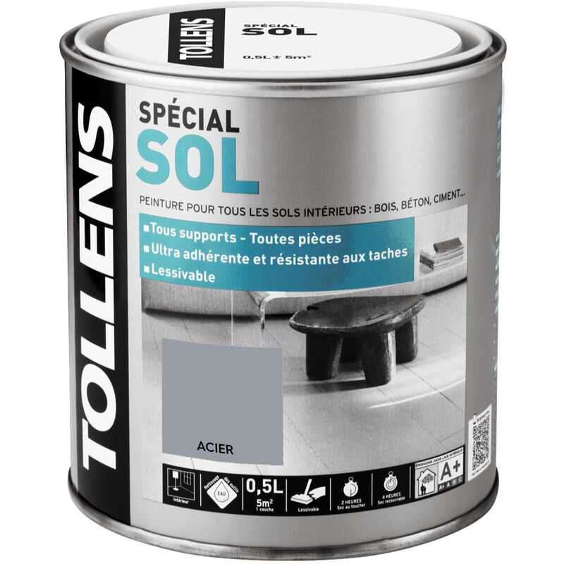 Peinture Spéciale Sol - Satin - Toutes pièces - Tous Supports - Lessivable - Acier - 0,5L = 5m2 - Tollens