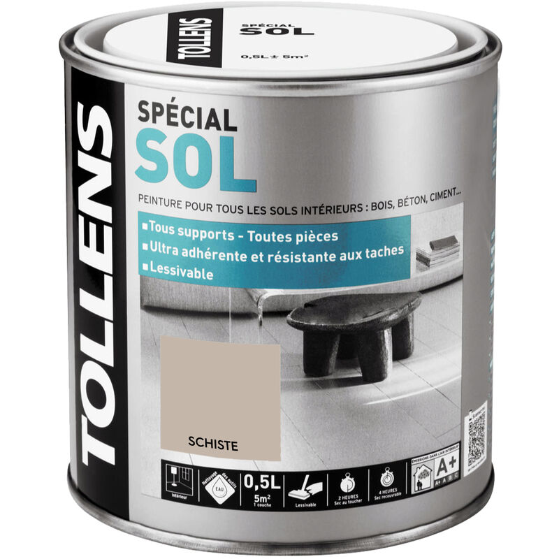 Tollens - Peinture Spéciale Sol - Satin - Toutes pièces - Tous Supports - Lessivable - Schiste - 0,5L = 5m2