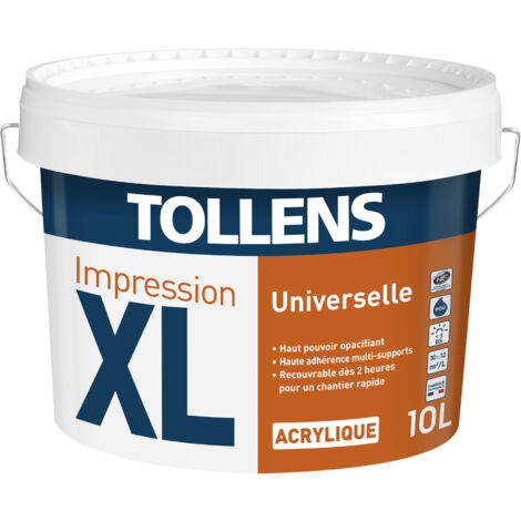 Tollens – Sous couche professionnelle multisupports 10L – Accroche bois, métal, supports poreux – Recouvrable en 2H – Fort pouvoir opacifiant