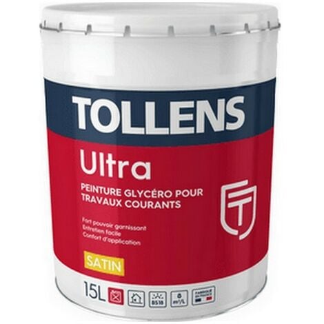 Tollens - Ultra Satin - Satin glycéro - Murs, plafonds et menuiseries  Couleur: Blanc - Conditionnement: 3 Litres