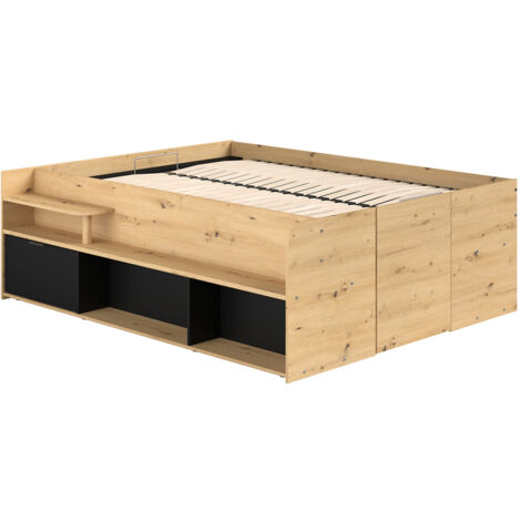 TOLLES halbhohes Funktions- Hochbett Travel von Parisot Jugendzimmer Möbel in Artisan Eiche und Schwarz das Stauraumwunder - Jugendzimmer Kinderzimmer Möbel Teenager Zimmer Jungs und Mädchen - MD11102