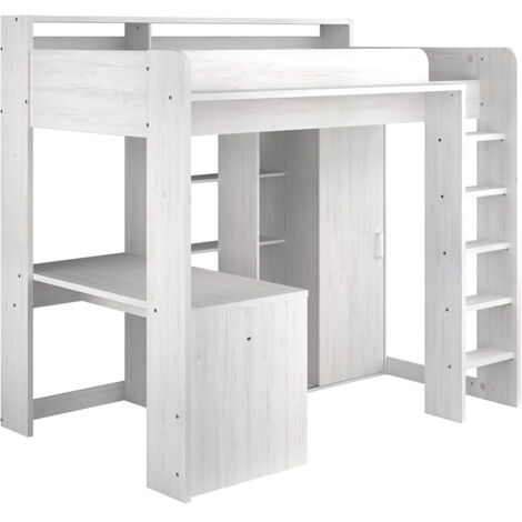 TOLLES Hochbett Higher von Parisot Jugendzimmer Möbel in Kiefer Hell mit integriertem Schreibtisch und Kleiderschrank - Jugendzimmer Kinderzimmer Möbel Teenager Zimmer Jungs und Mädchen - MD111018
