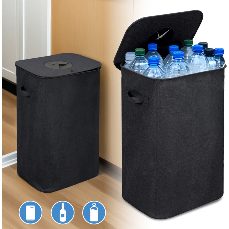 100L stockage des bouteilles consignées Poubelle Recyclage Avec 2 Sacs De Transport, Stockage Des Bouteilles Consignées noir - Tolletour