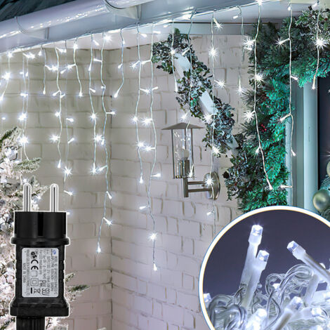 TolleTour 10M 200LEDs Eisregen Lichterkette Kaltweiß, Fenster Lichtervorhang mit 8 Modi IP44 Wasserfest, Weihnachtsbeleuchtung Party Balkon Garten Deko