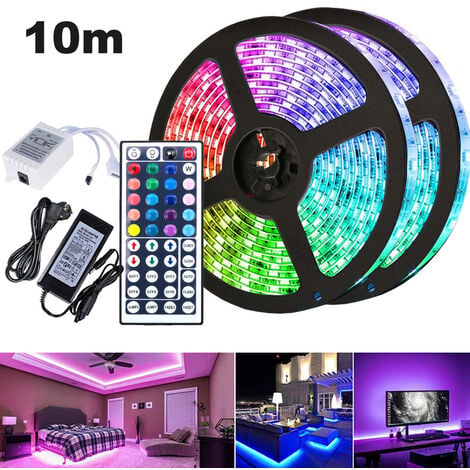 TolleTour 10M LED Streifen set , RGB LED Stripe 5050 SMD, LED Strip 30 LEDs, LED Band Nicht wasserdicht(IP20), mit 44 Tasten Fernbedienung - RGB