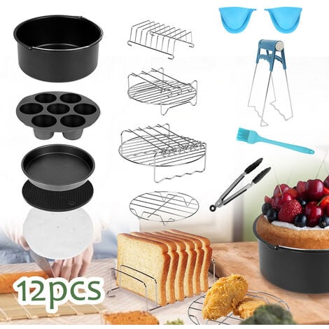 TolleTour 12 Pièces Accessoires pour friteuse Air Fryer Kit d'accessoires universels pour friteuse à air chaud de 7 pouces