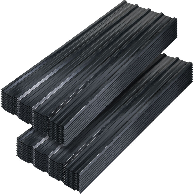 24x Tôles profilées ondulées revêtement mur toit abri de jardin, Gris, 129cm x 46cm = 14.24m² - Tolletour