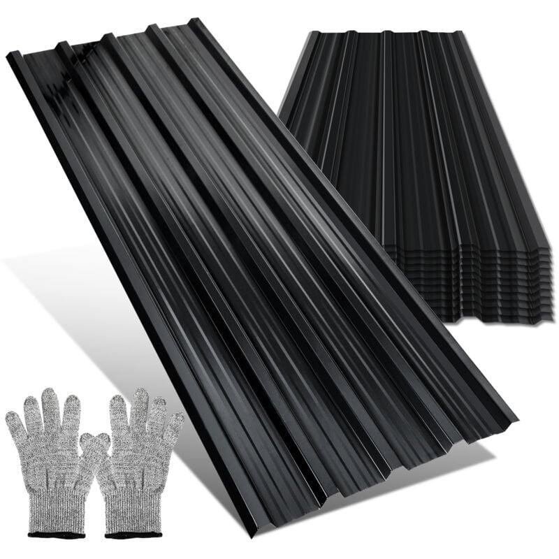 Tolletour - 36x Tôles profilées ondulées revêtement mur toit abri de jardin, Gris, 129cm x 46cm = 21.36m²