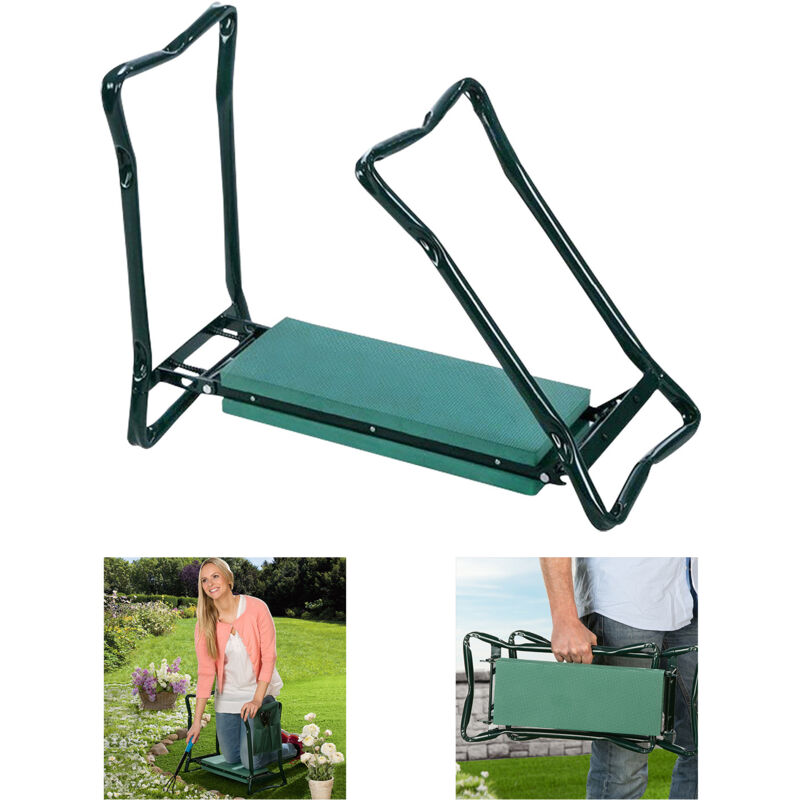 2 en 1 Tabouret de Jardinage Pliable Agenouilloir de Jardin avec Sac à Outils Banc de Jardinage Polyvalent Charge - Tolletour