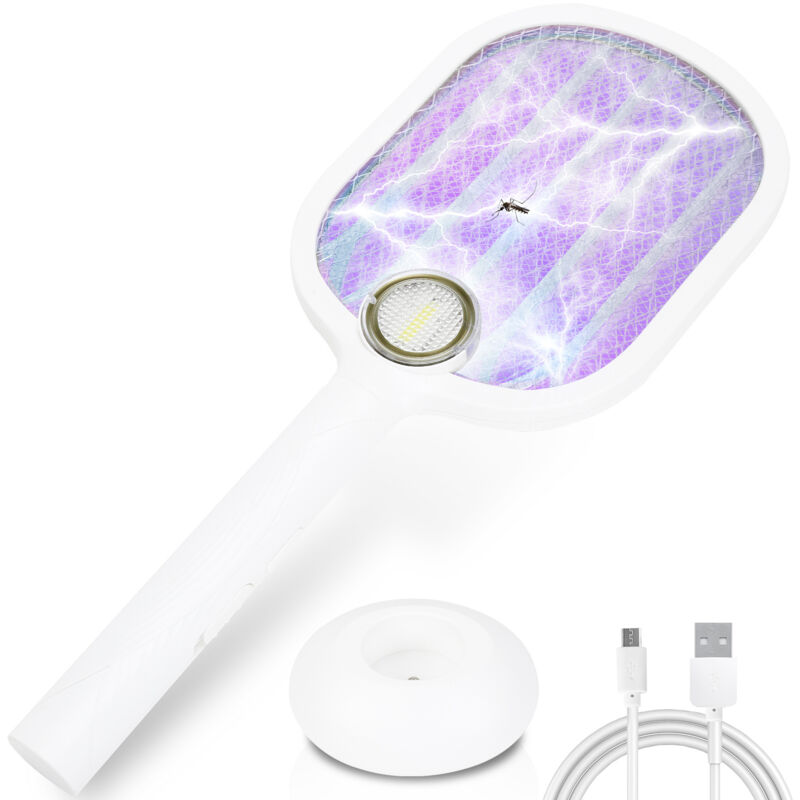 Tolletour - 2in1 Tapette à mouche électrique moustique raquette électrique insectes protection de la maison grand tueur d'insectes d'insectes rabat