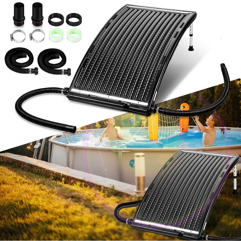 2x Panneau de chauffage solaire 110 x 65 x 15 cm 10.000L/h réglable 27/35cm raccord pehd résistant chauffage piscine écologique collecteur - Tolletour