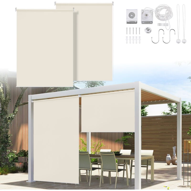 Tolletour - 2X Store vertical enrouleur extérieur pour terrasse ou balcon Paravent rétractable Protection solaire 160x240CM Beige