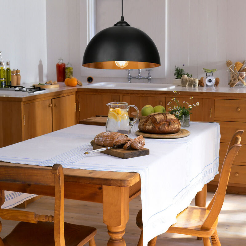 Tolletour - 2x Suspension Luminaire Lampe à suspension Abat-jour Lampe à suspension noir-or lumière rétro suspendue industrielle led