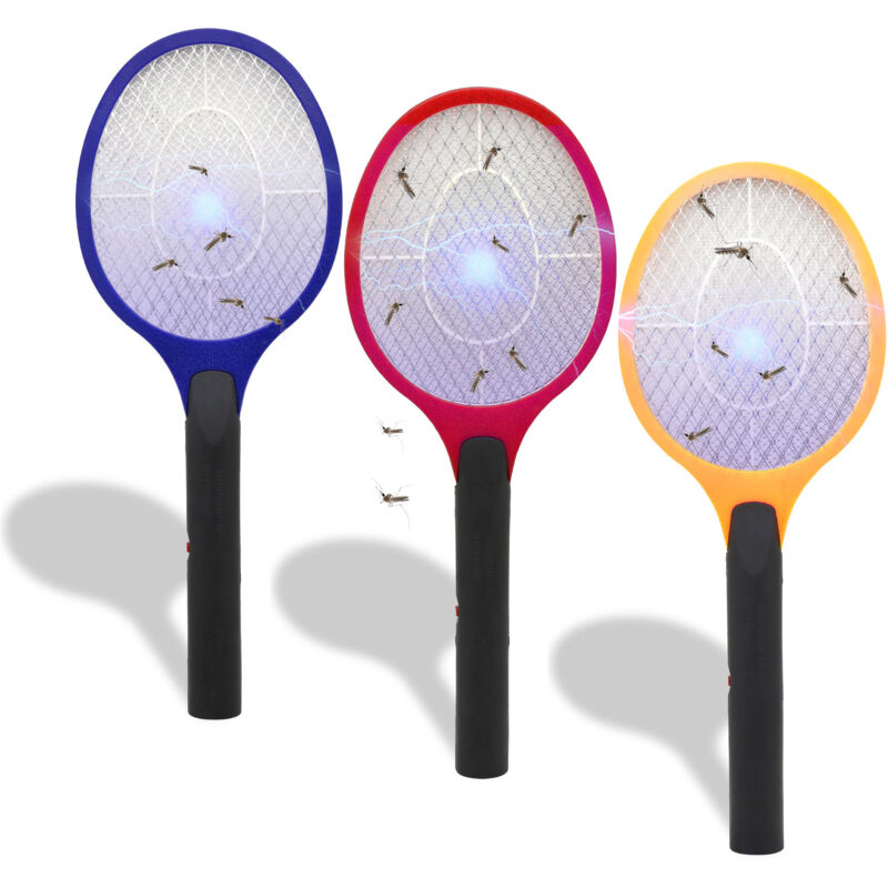 Tolletour - 3X électrique tapette à mouches Anti Moustique tueur d'insectes raquette tapette à moustiques piège à insectes attrape-mouches