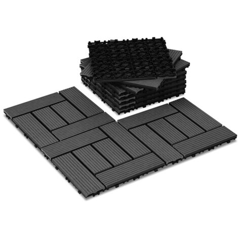 TolleTour 44 piastrelle per terrazza da 4 m², piastrelle a clip 30x30 cm, pavimentazione esterna per terrazza e giardino, antracite